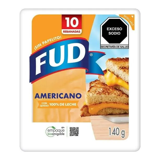 Queso americano FUD 46 fundido 10 rebanadas 140 g