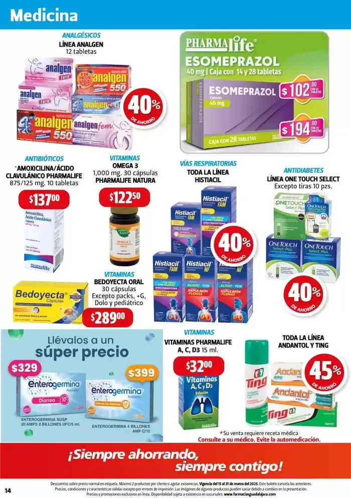 Catálogo de Boletín Farmacias Guadalajara! 15 de marzo al 31 de marzo 2025 - Pagina 14