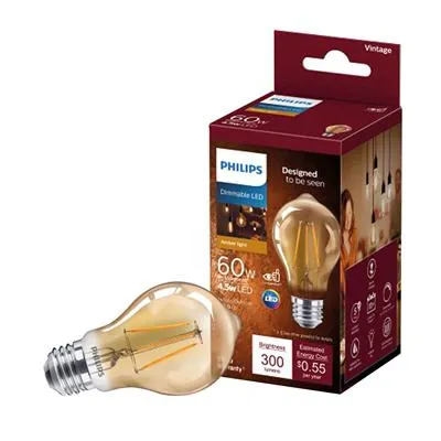 FOCO PHILIPS LED A19 E27 ESTILO VINTAGE DIMEABLE