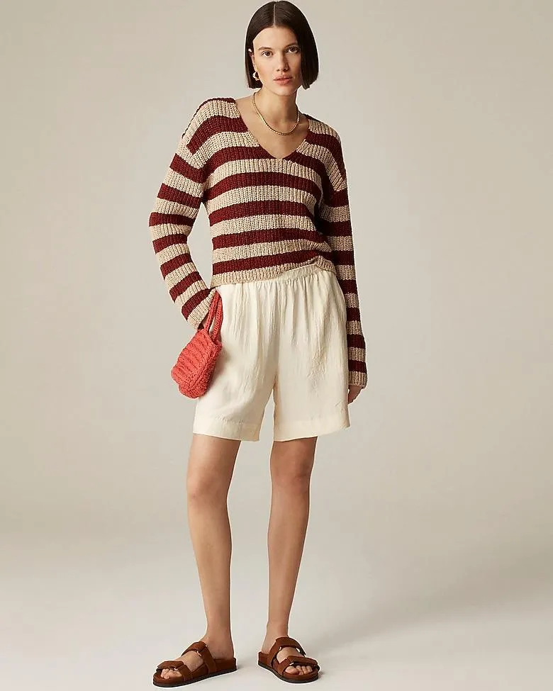 Loose-knit pullover sweater in stripe