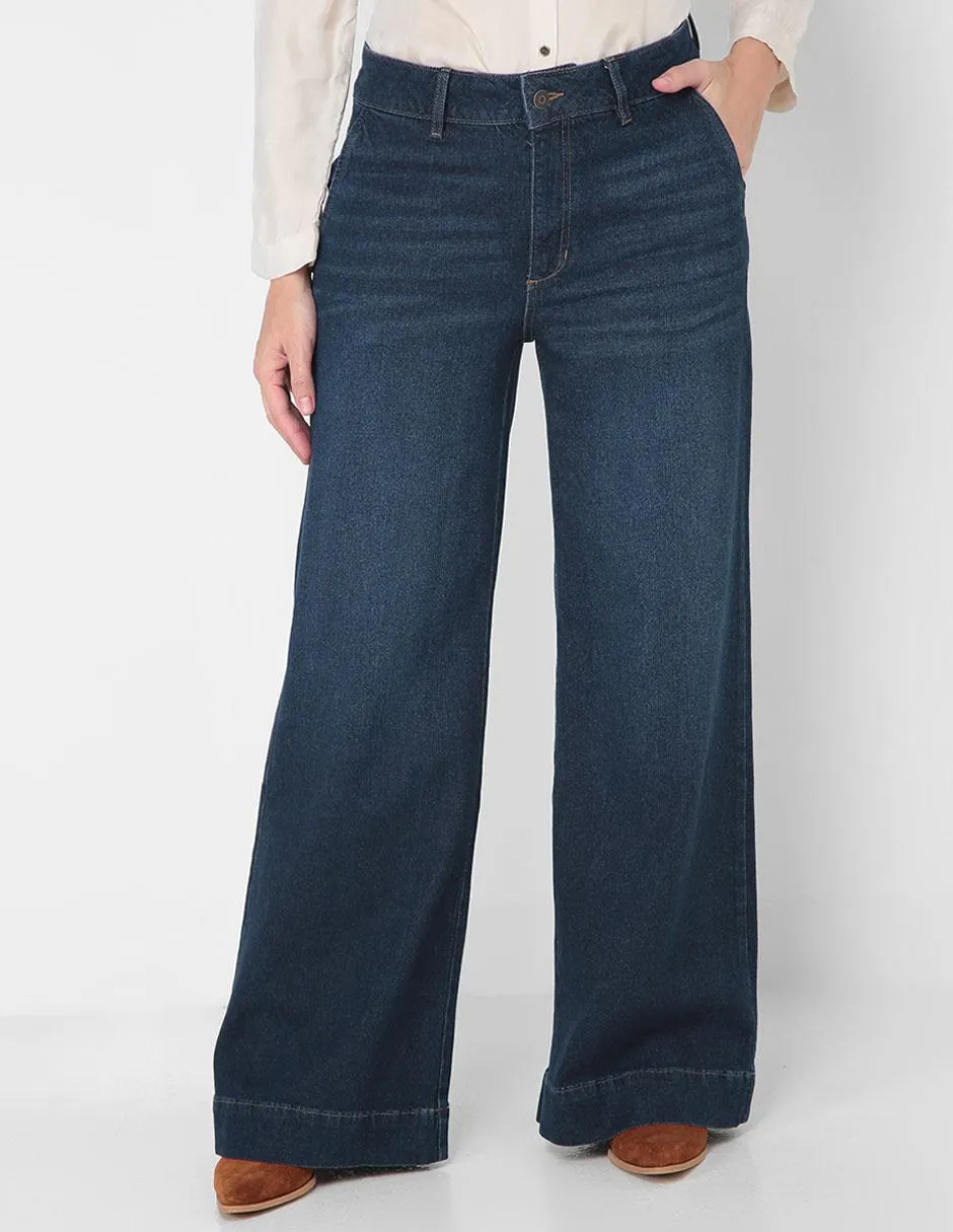 Jeans campana Liz Claiborne lavado deslavado corte cintura para mujer