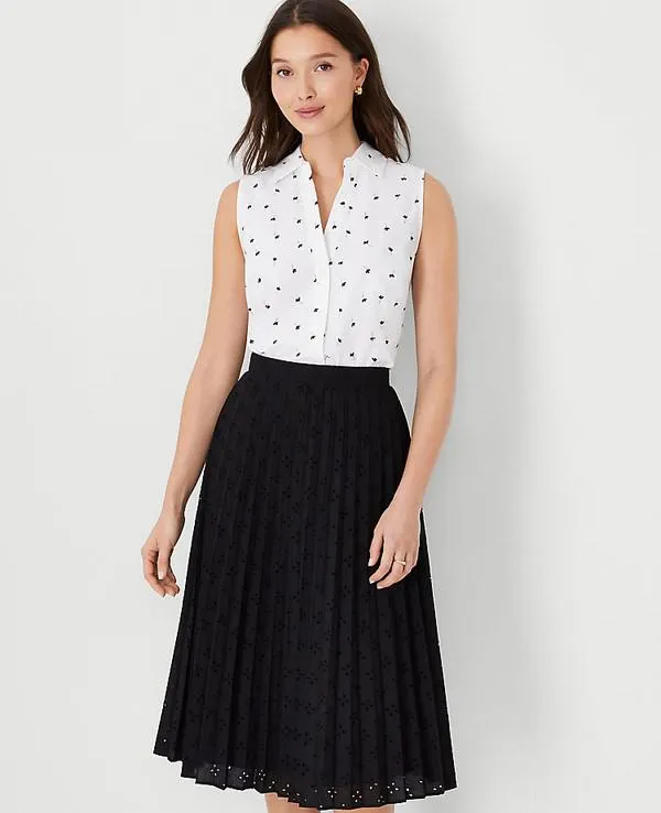 Camisas Ann Taylor Floral Sin Manga Essential Blancos | 259340-SBG