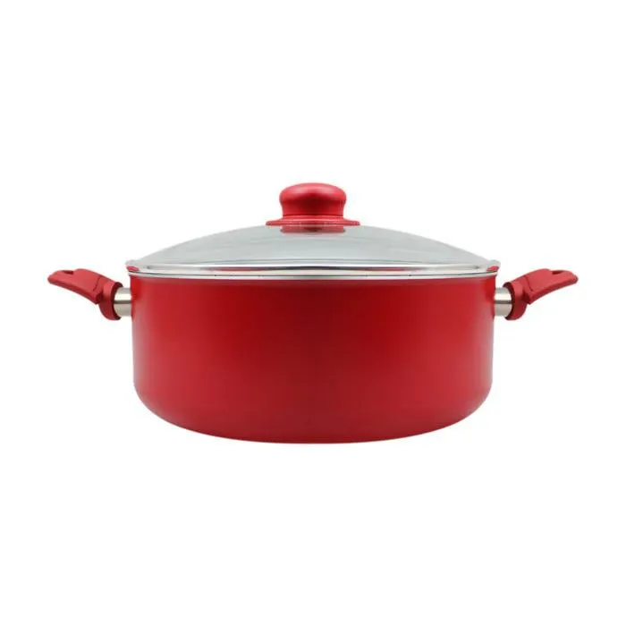Cacerola 28 cm con tapa aluminio prensado con antiadherente rojo Termoli