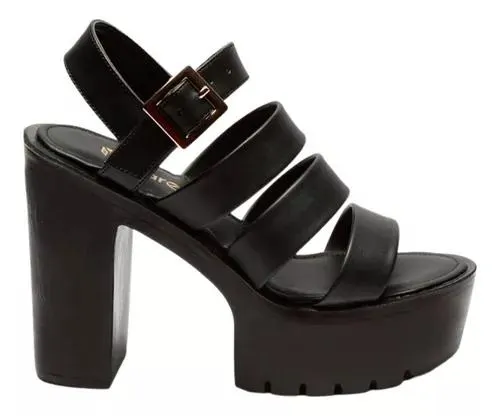 Sandalias Para Mujer Plataforma Tacón Kenia Negro Fareli