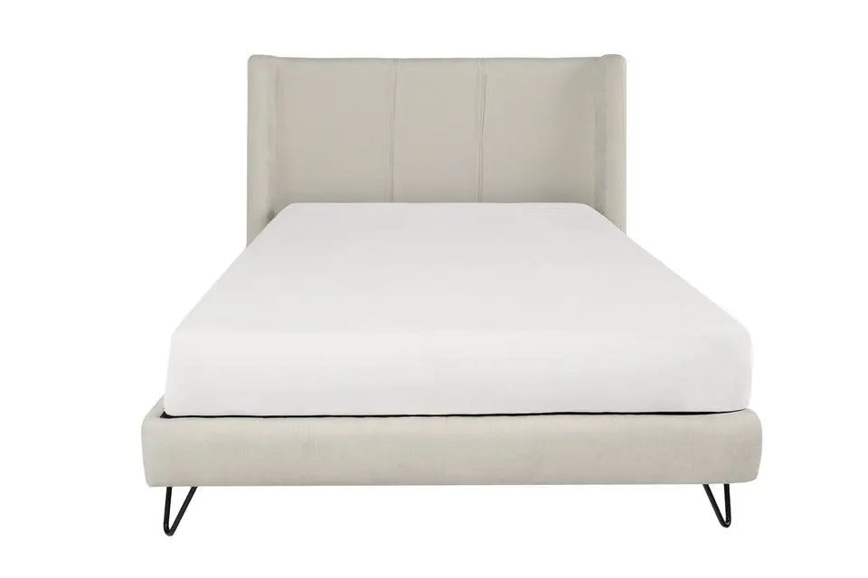 Cama Matrimonial Hamley - Tela Chenille Color Marfil