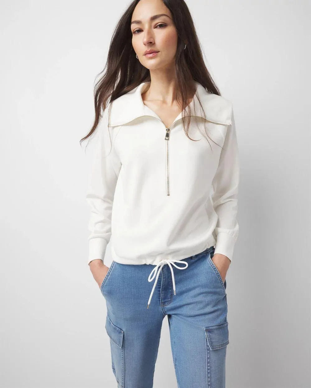 Mock Neck Half-Zip Pullover