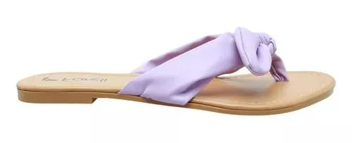 Sandalias Piso Mujer Chely Lila Y Negro Moño Confort Fareli