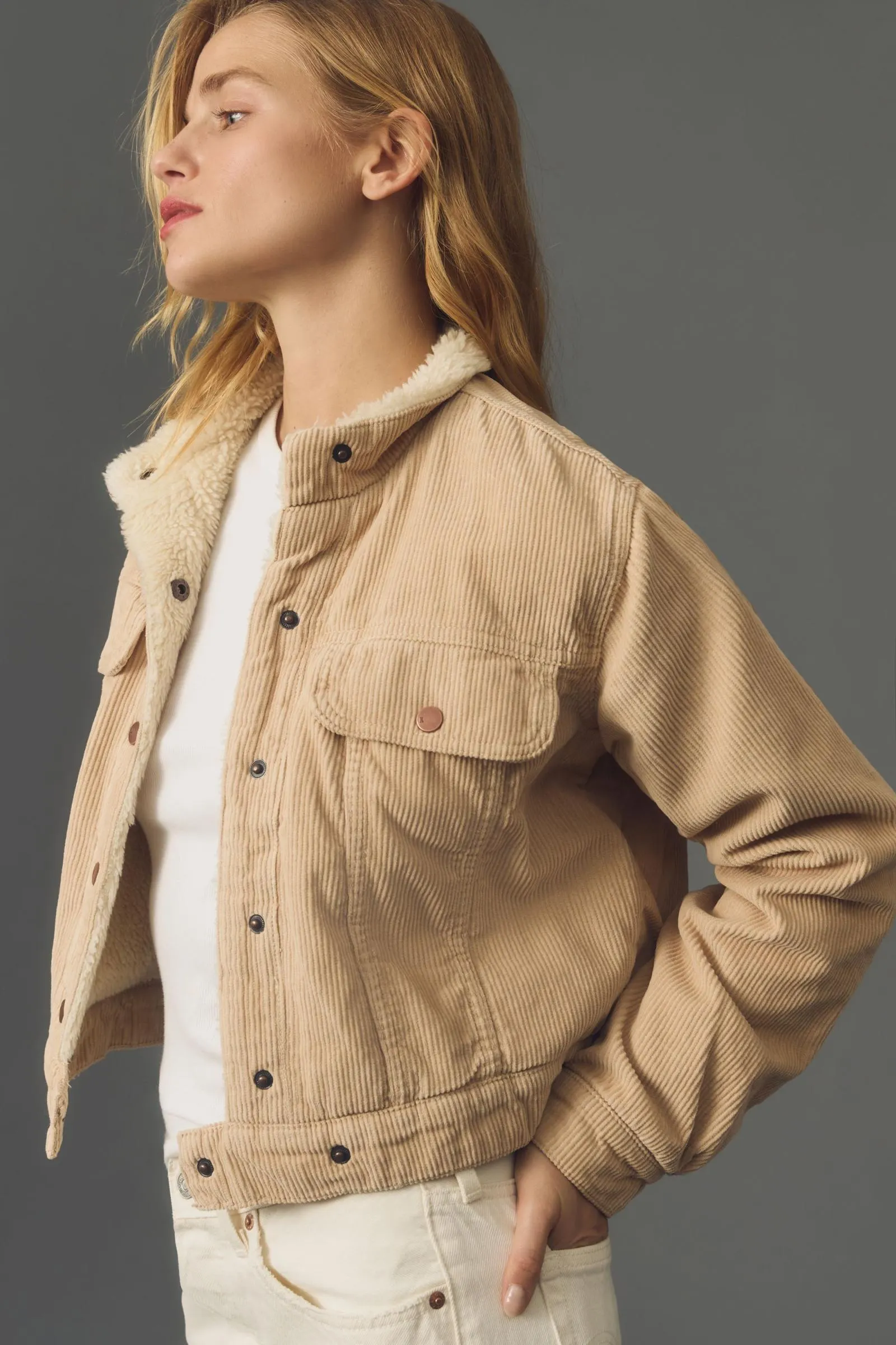 Pilcro Shrunken Corduroy Sherpa Jacket