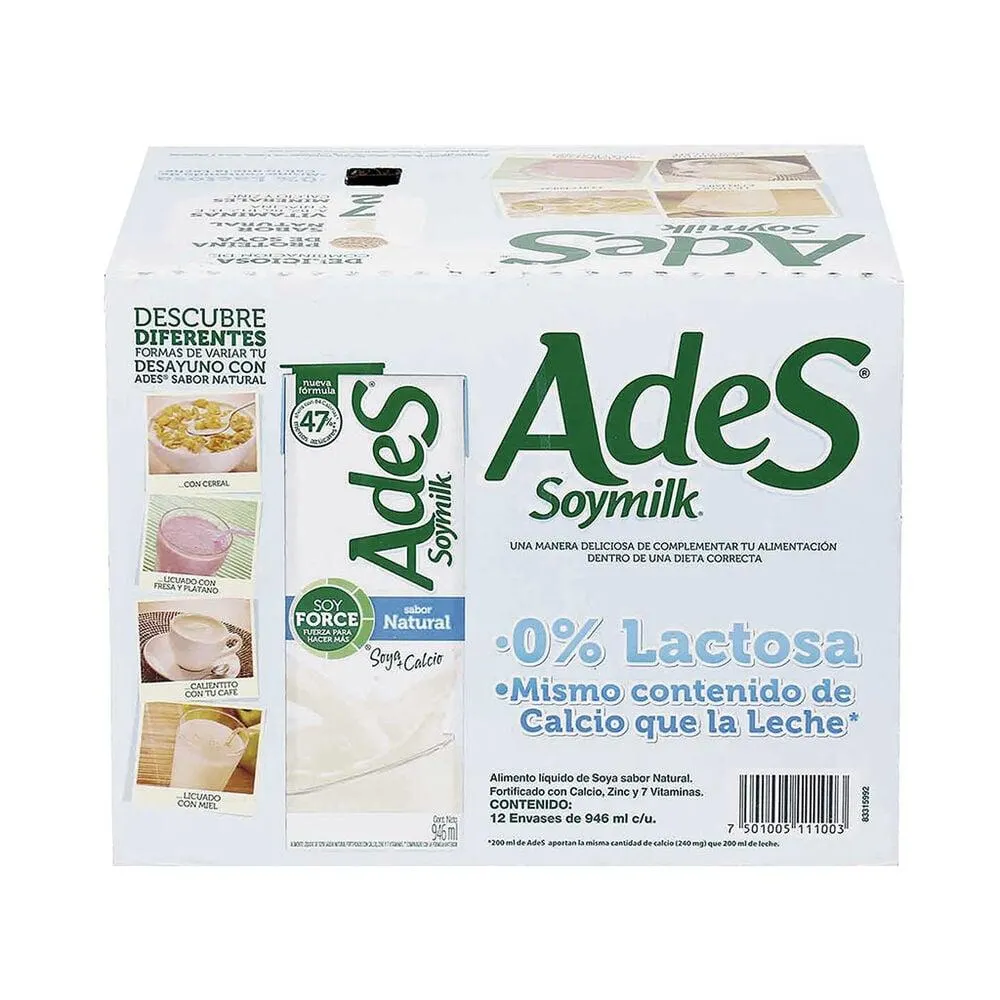 Bebida de Soya Natural Ades 12 / 946 ml