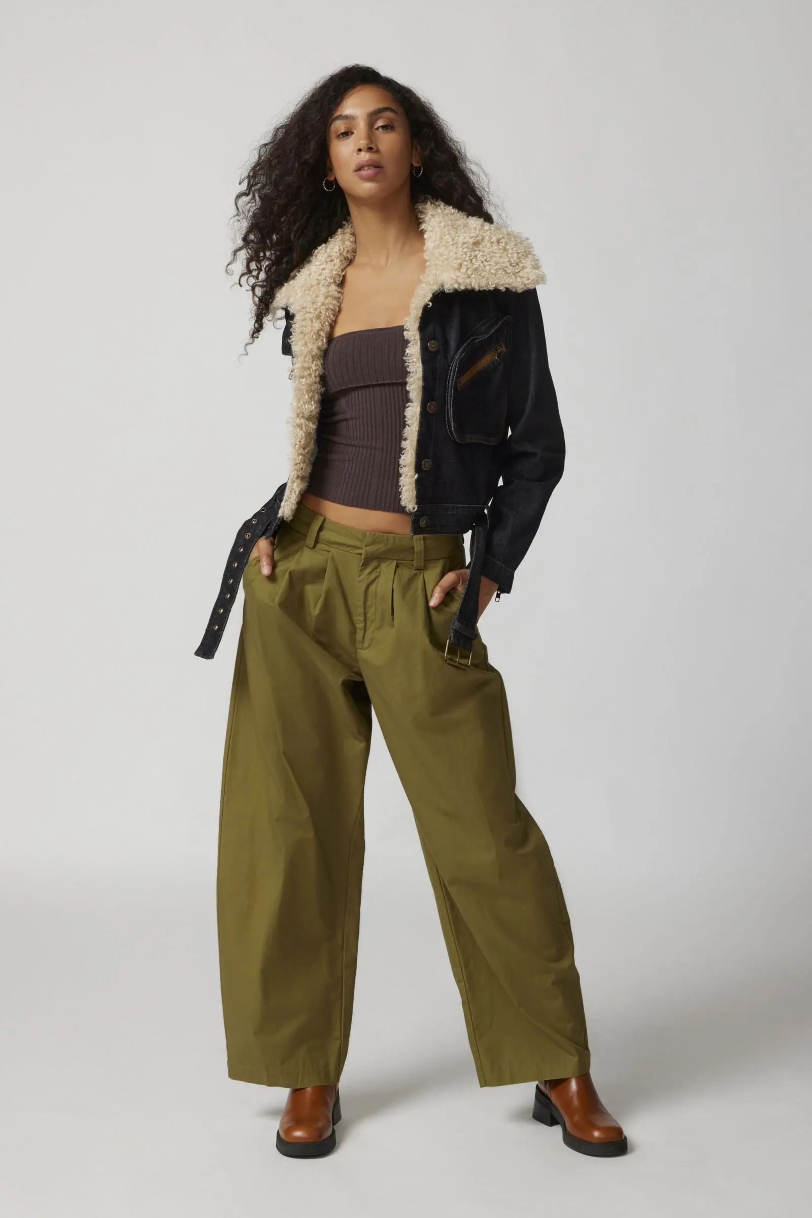 Steve Madden Lazuli Faux Fur Denim Jacket