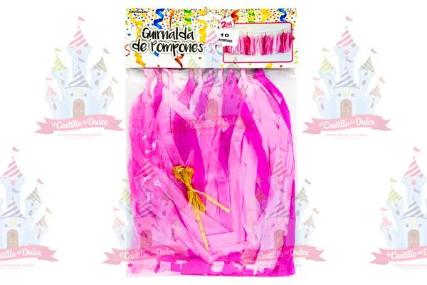 GUIRNALDA DE 10 POMPONES ROSAS 6/10 PZA EURO