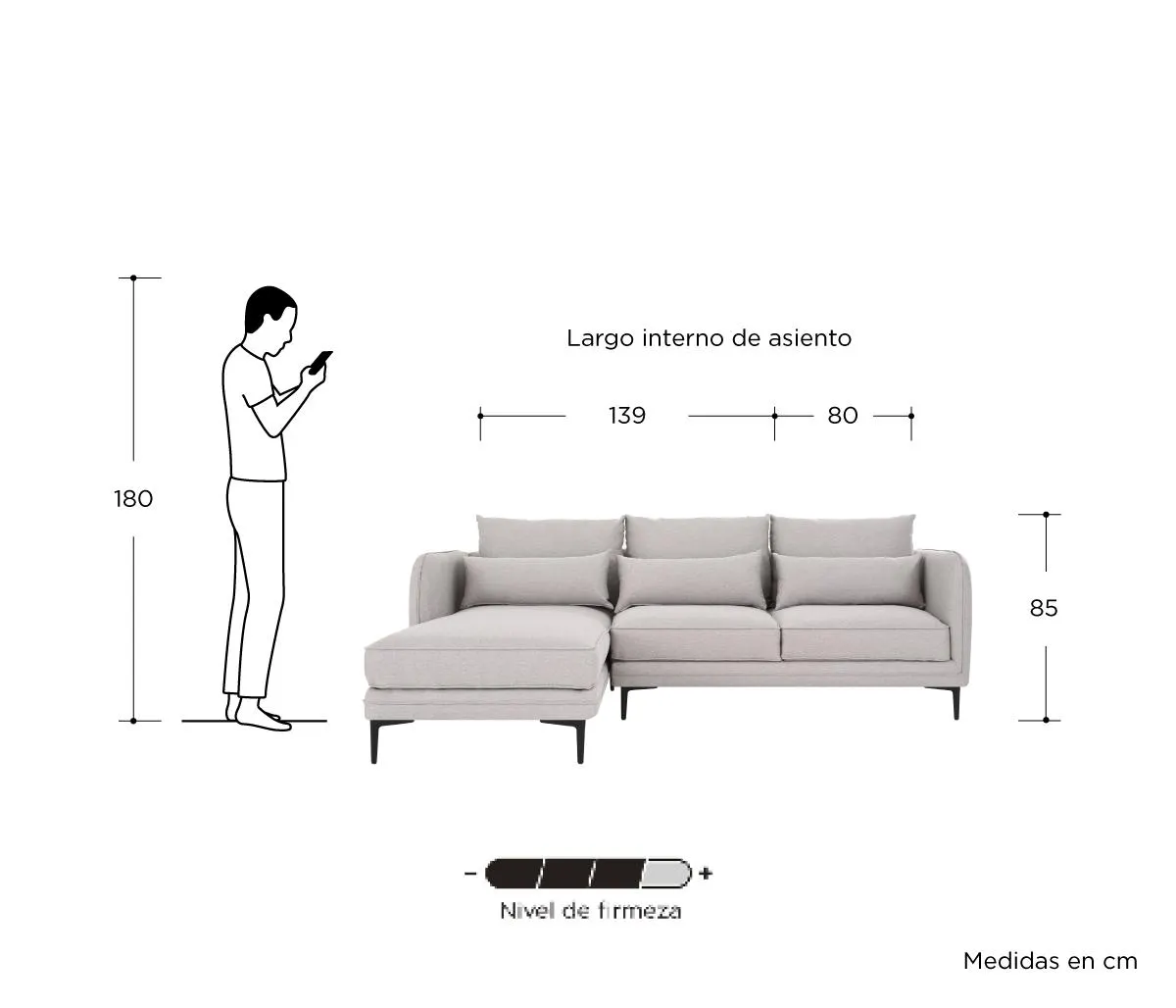 Esquinera Izquierda 3 cuerpos Marina - Beige