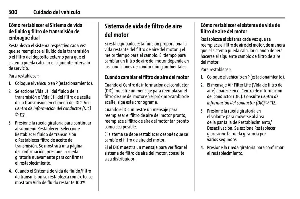 Catálogo de Chevrolet Corvette Stingray Manual del propietario 22 de enero al 31 de diciembre 2025 - Pagina 301