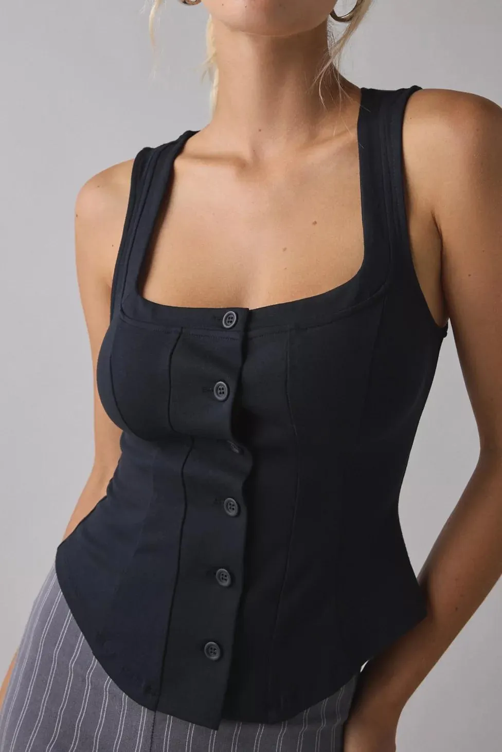 UO Scarlet Tailored Ponte Button Front Tailored Vest Top