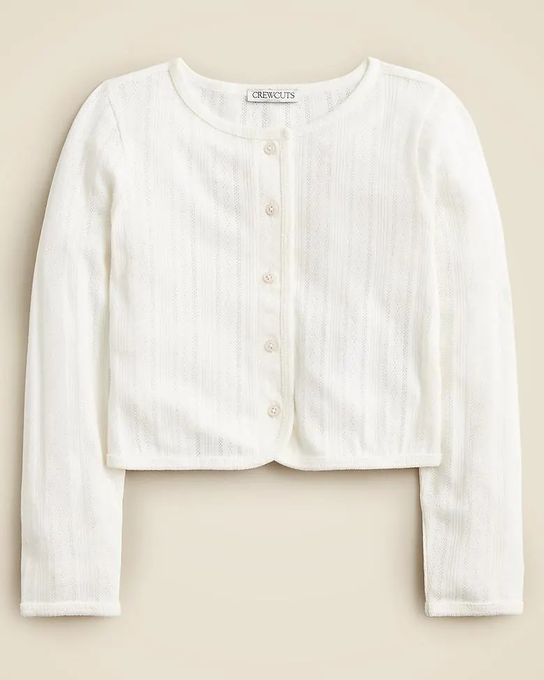 Girls' pointelle cardigan sweater
