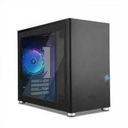 Gabinete Yeyian Hussar con Ventana, Mini Tower, Micro-ATX/Mini-ITX, USB 3.2, sin Fuente, 1 Ventilador Instalado, Negro