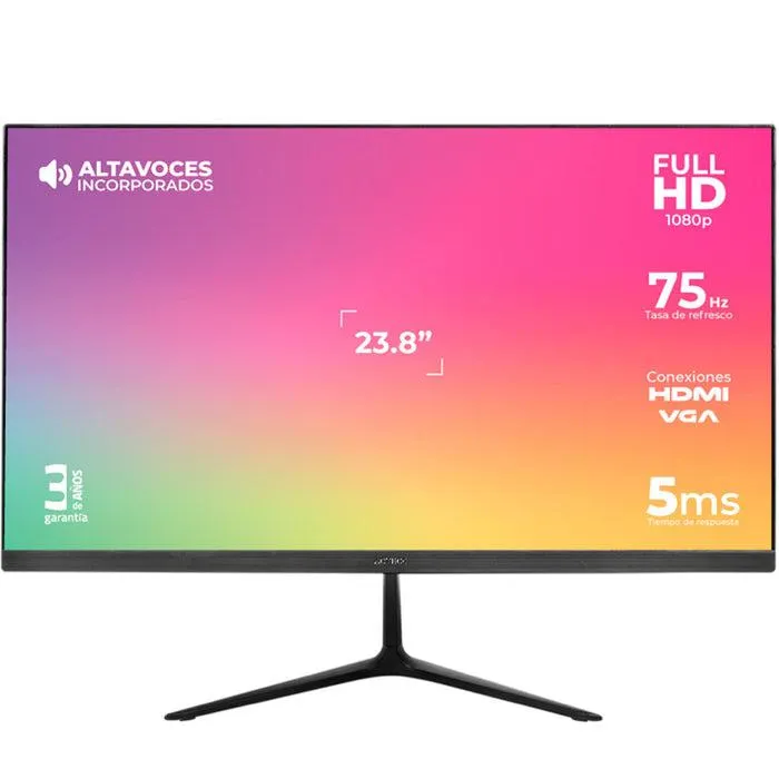 Monitor Gamer 23.8 ACTECK CAPTIVE VIVID SP240 5ms 75Hz Full HD IPS LED VGA HDMI Bocinas AC-933841