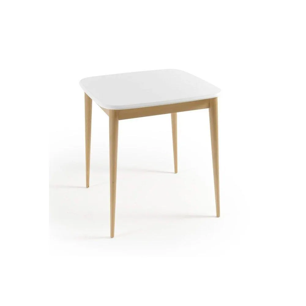 Jimmy [Small] - Mesa de comedor estilo moderno con cubierta blanca cuadrada