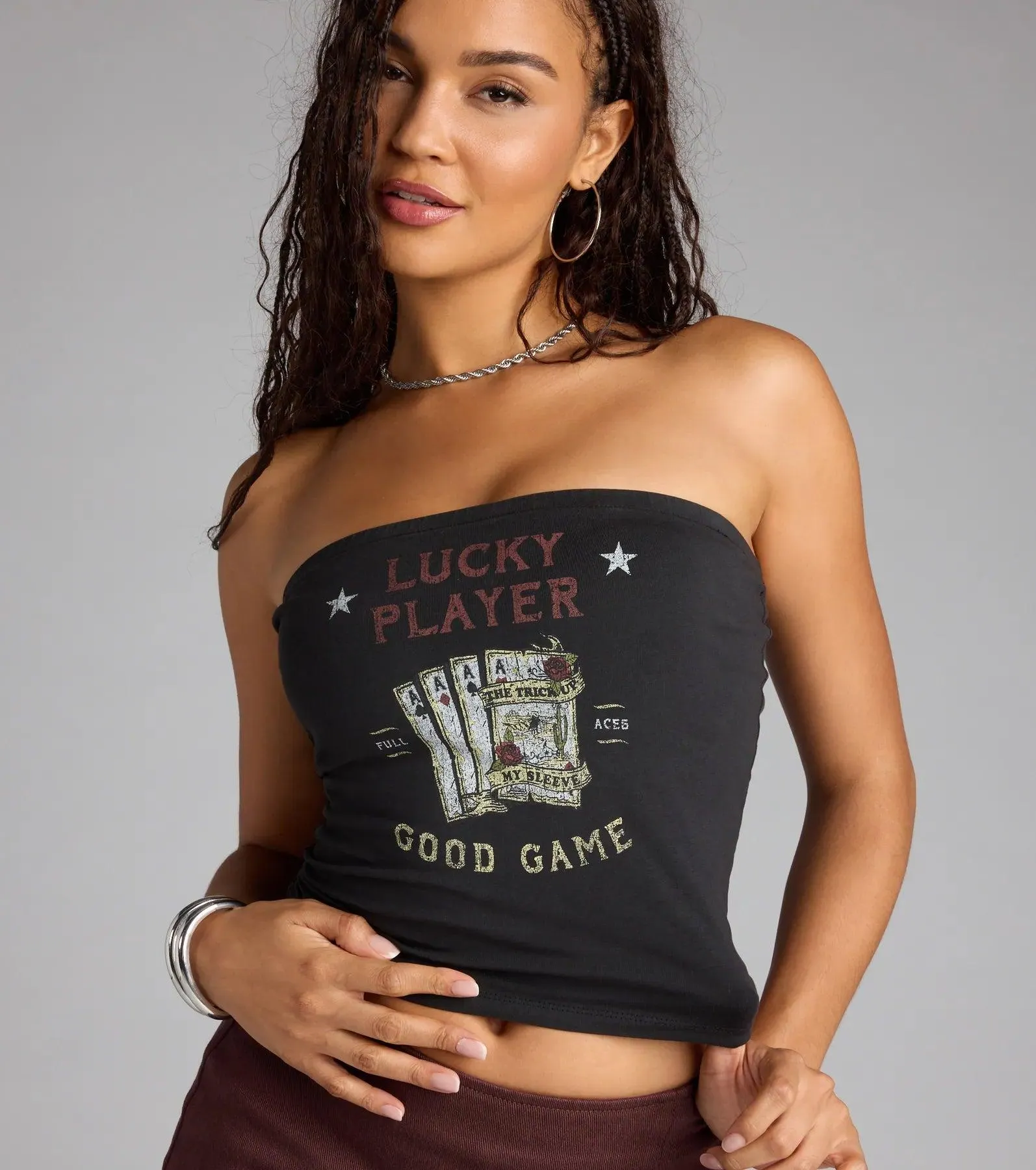 Lucky Player Game Graphic Tube Top