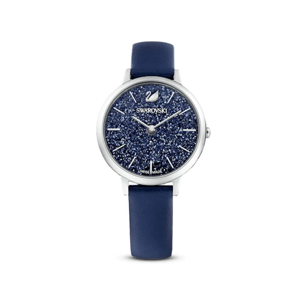 Reloj Crystalline Joy, Correa de piel, Azul, Acero inoxidable