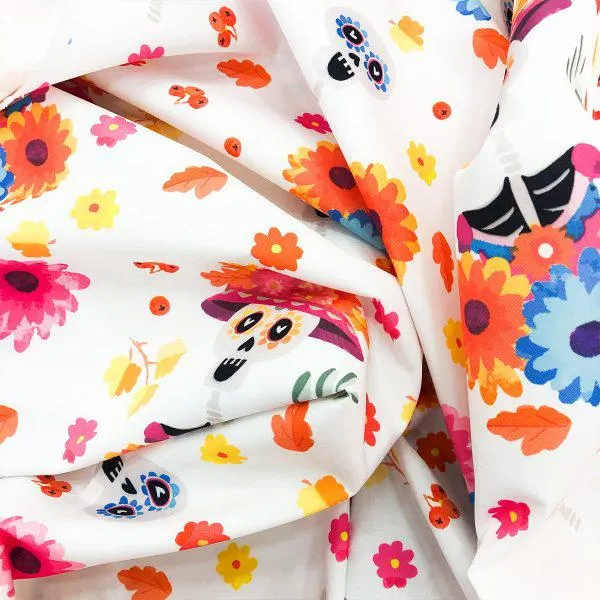 Digital Canasto- catrinas y flores coloridas