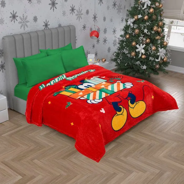 COBERTOR SERENITY MATRIMONIAL MICKEY NAVIDAD