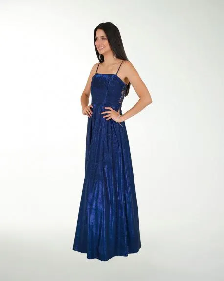 DA VESTIDO CL BRILLOS CON ENCAJE EN ESPALDA