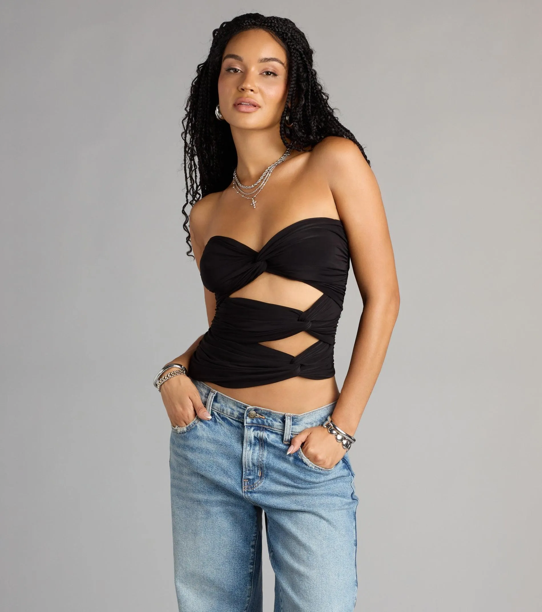 Knot Your Average Tube Cutout Crop Top