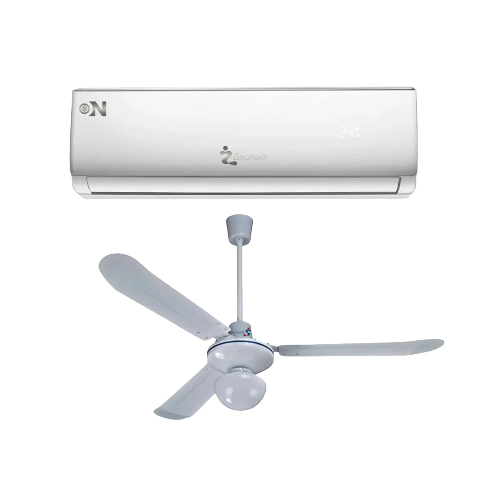 Combo Aire Acondicionado Zmartech 12 BTUS y Ventilador Zmartech de techo Luz