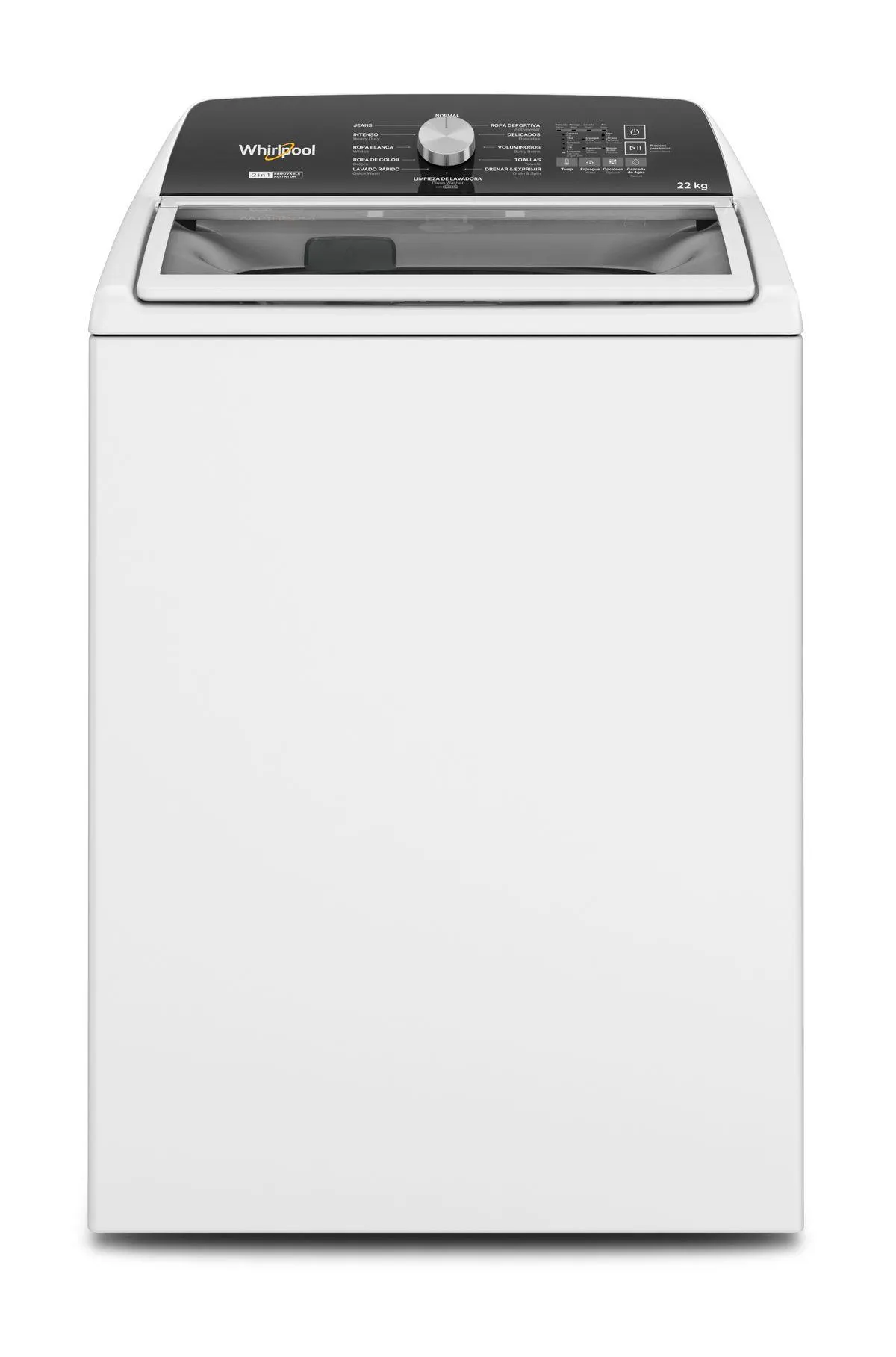 Lavadora 22kg Carga Superior Agitador 2 en 1 con Cascada de Agua Blanco