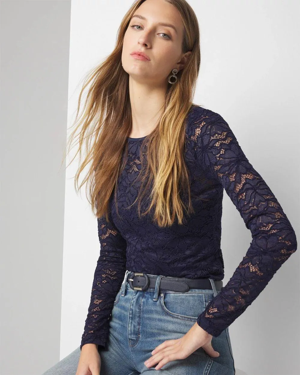 Lace Crew Neck Top