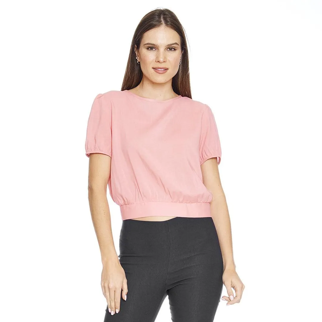 Blusa Mujer Top Manga Corta Con Amarre Coral Casual