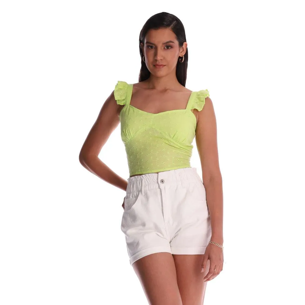 Blusa Red Sky Mujer Schiffy Escote Corazón Con Olanes