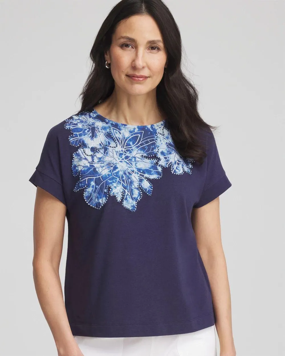 Zenergy ® UPF Knit Applique Dolman Top