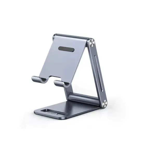 Soporte para Telefono Celular de Aluminio Ugreen 80708 Angulo Ajustable/ Compatible con Dispositivos de 4.7'-7.9''/ Antideslizante/ Plegable/ Gris