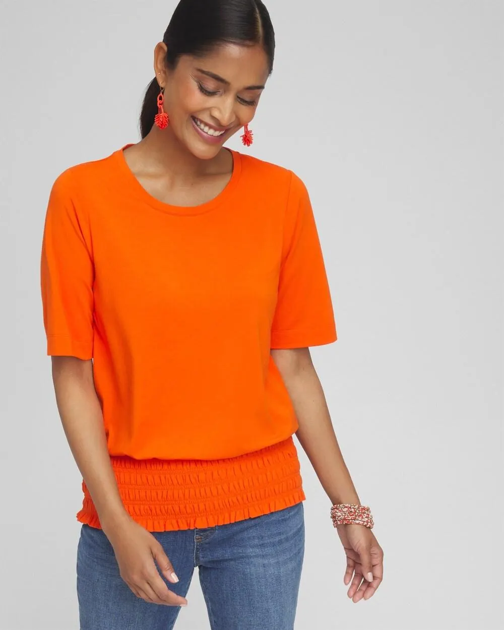 Touch of Cool™ Smocked Waist Tee