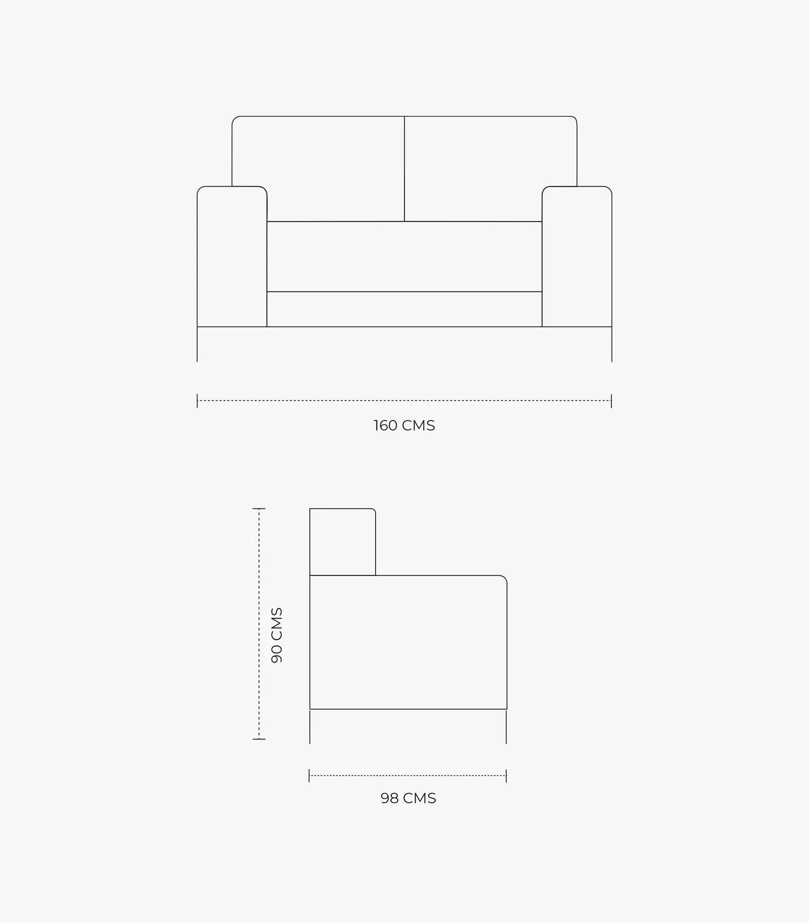 Love Seat Sepia de tela color Gris de Boal