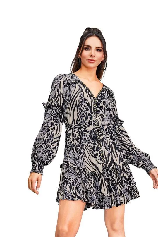 Vestido multicolor estampado animal print 96530