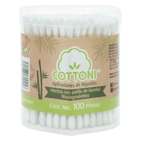 Cottoni Aplicadores de Algodón Hechos con Palillos de Bambú Biodegradables