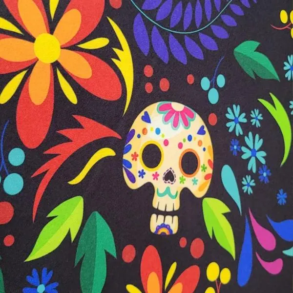 Algodón Digital Calaveras y Flores