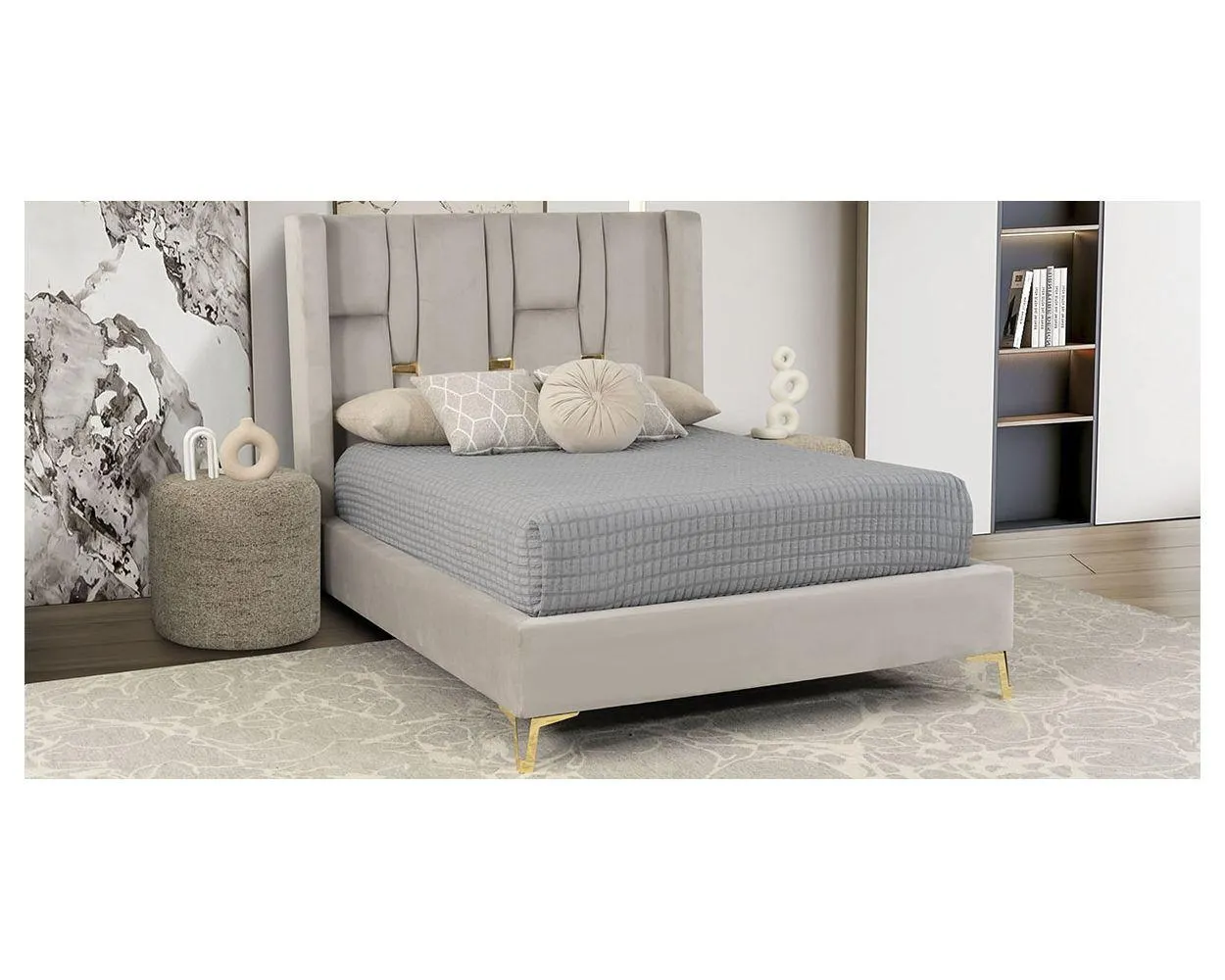 Cama Matrimonial Gold Gris