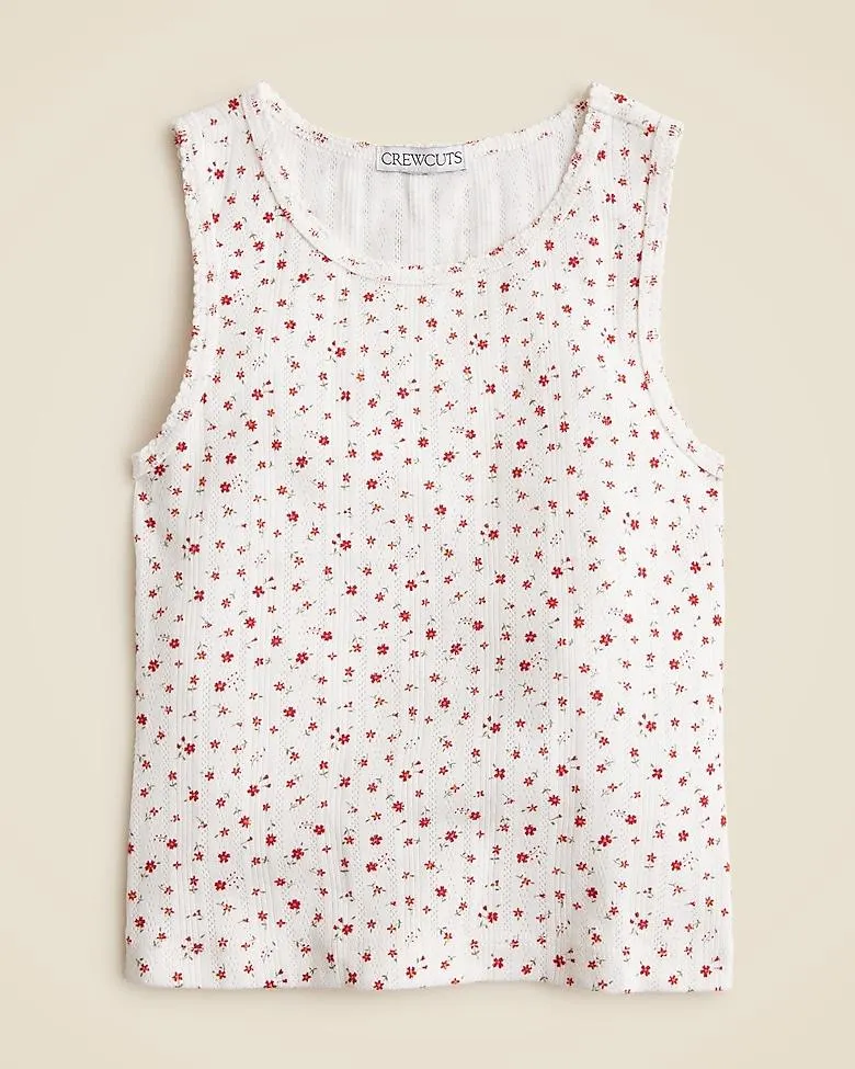 Girls' pointelle-knit tank top in floral