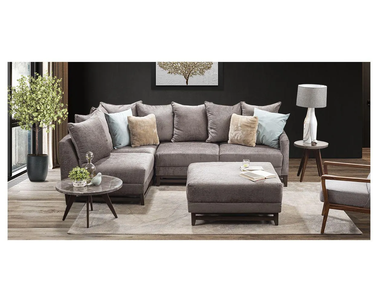 Sala Modular Izquierda Adelei Gris Charcoal