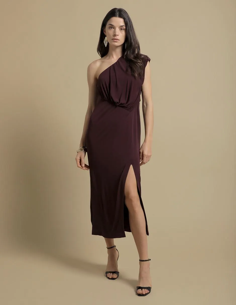 Vestido midi de fiesta escote medio