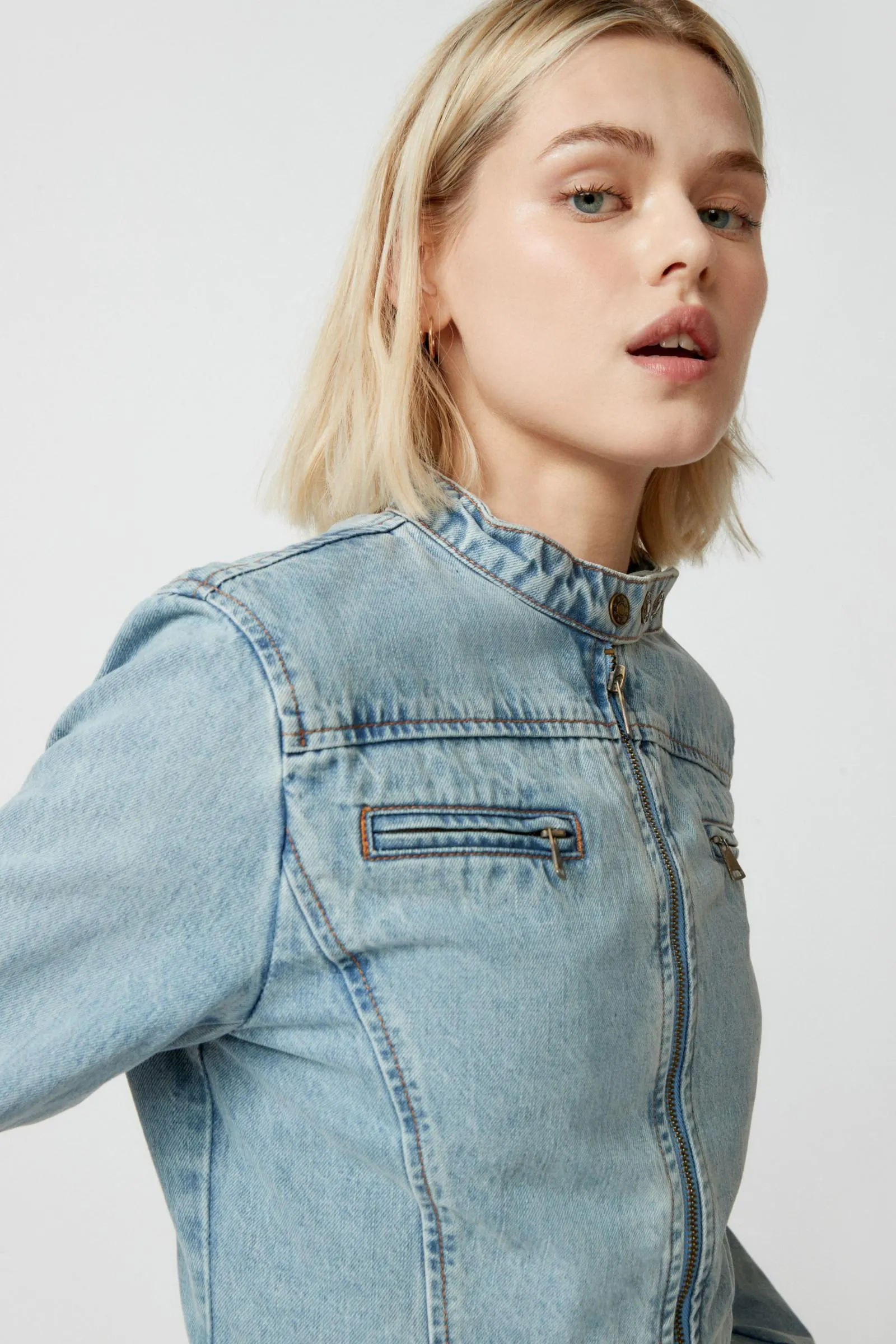 Lioness Bella Denim Moto Jacket