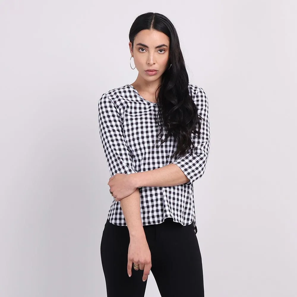 Blusa a cuadros contraste