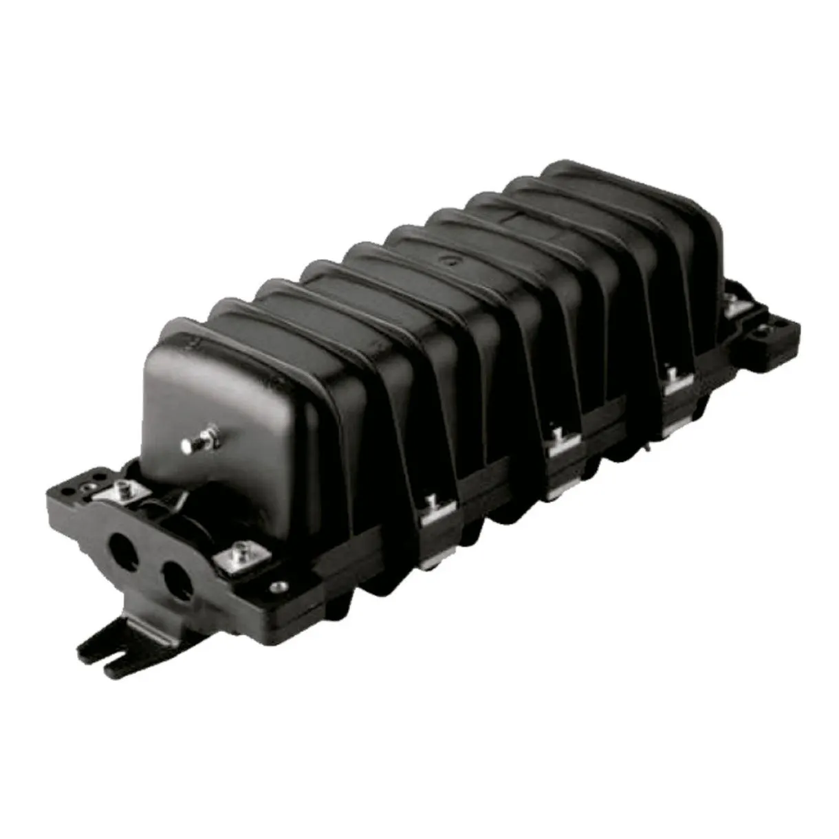 Cierre de empalme en línea con 6 charolas y 144 mangas, 4 puertos