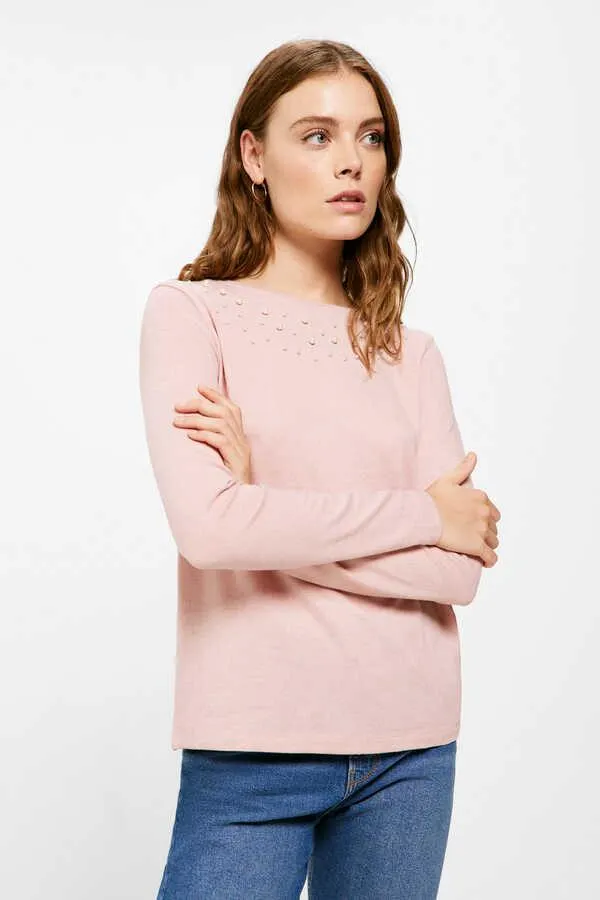 Playera Cuello Perlas