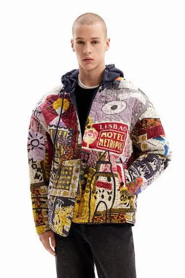 Chaqueta acolchada reversible patchwork