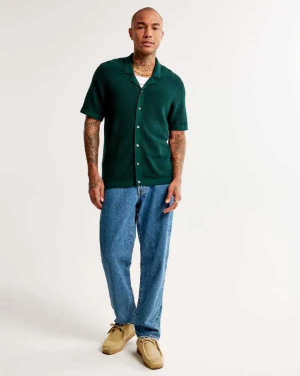 Stitch Button-Through Sweater Polo